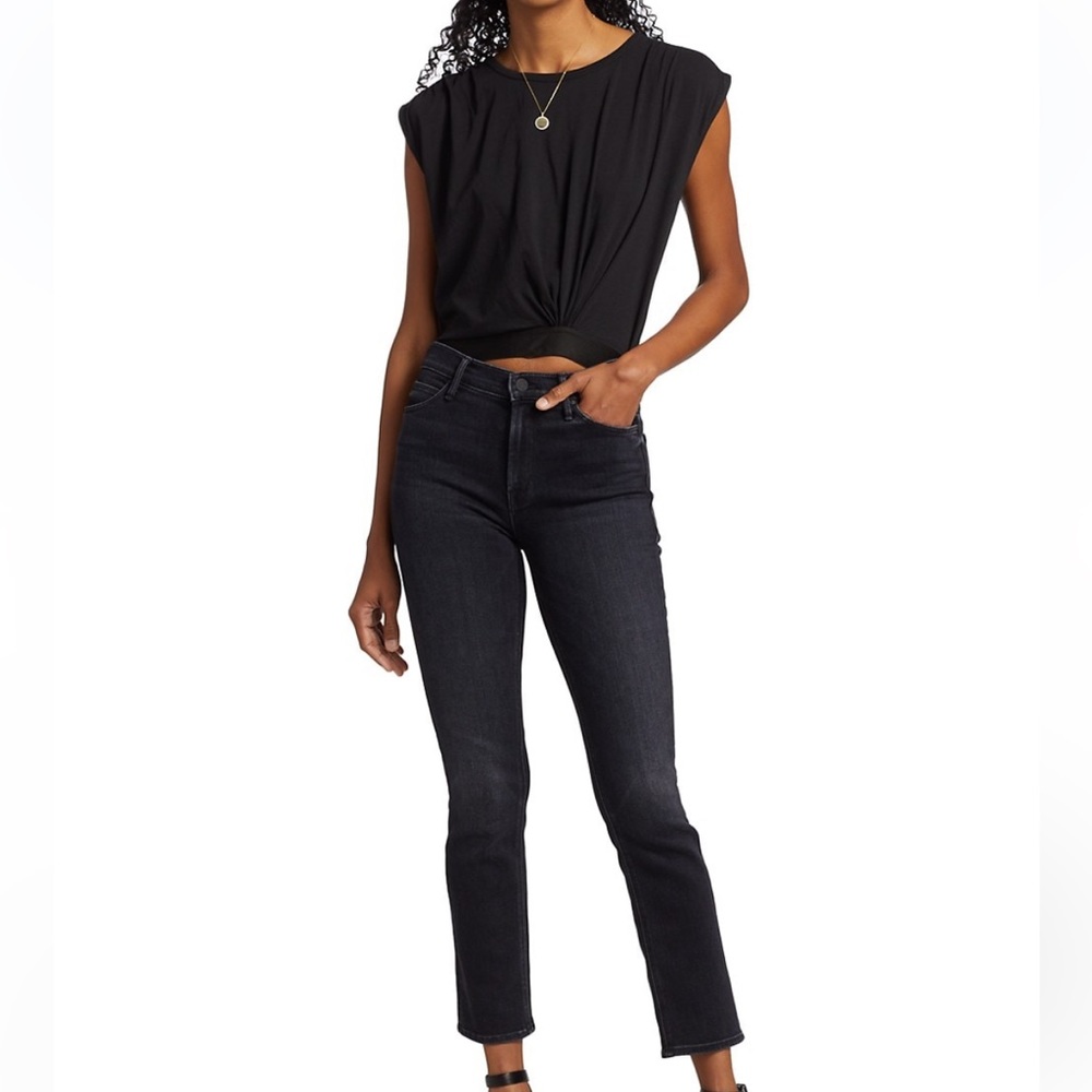Mother Superior The Dazzler Mid Rise Stretch Straight Leg Ankle Jeans Deep End